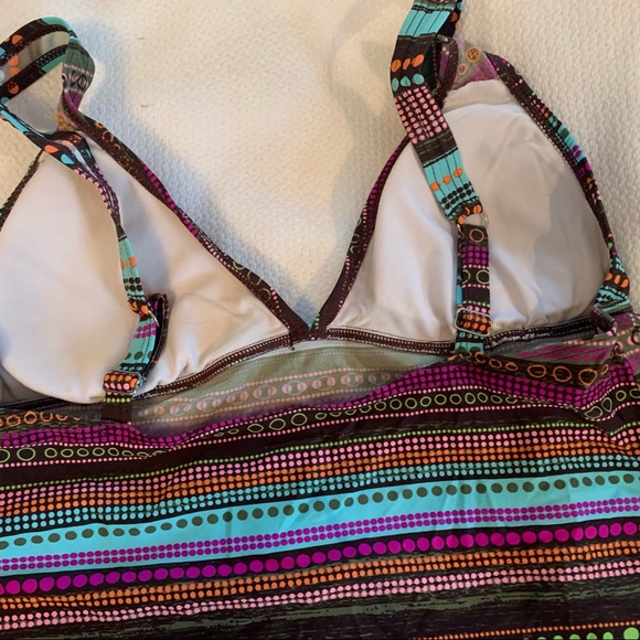 Brown teal colored two piece tankini size 12 - Picture 2 of 5